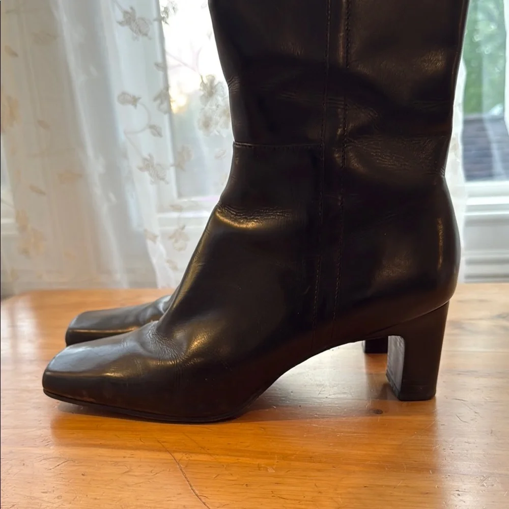 Black Leather Knee-High Boots - Picture 7 of 7